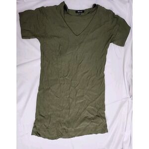 Madewell Dress Green Light Spun Shallow V Neck Mini Dress Size XXS
